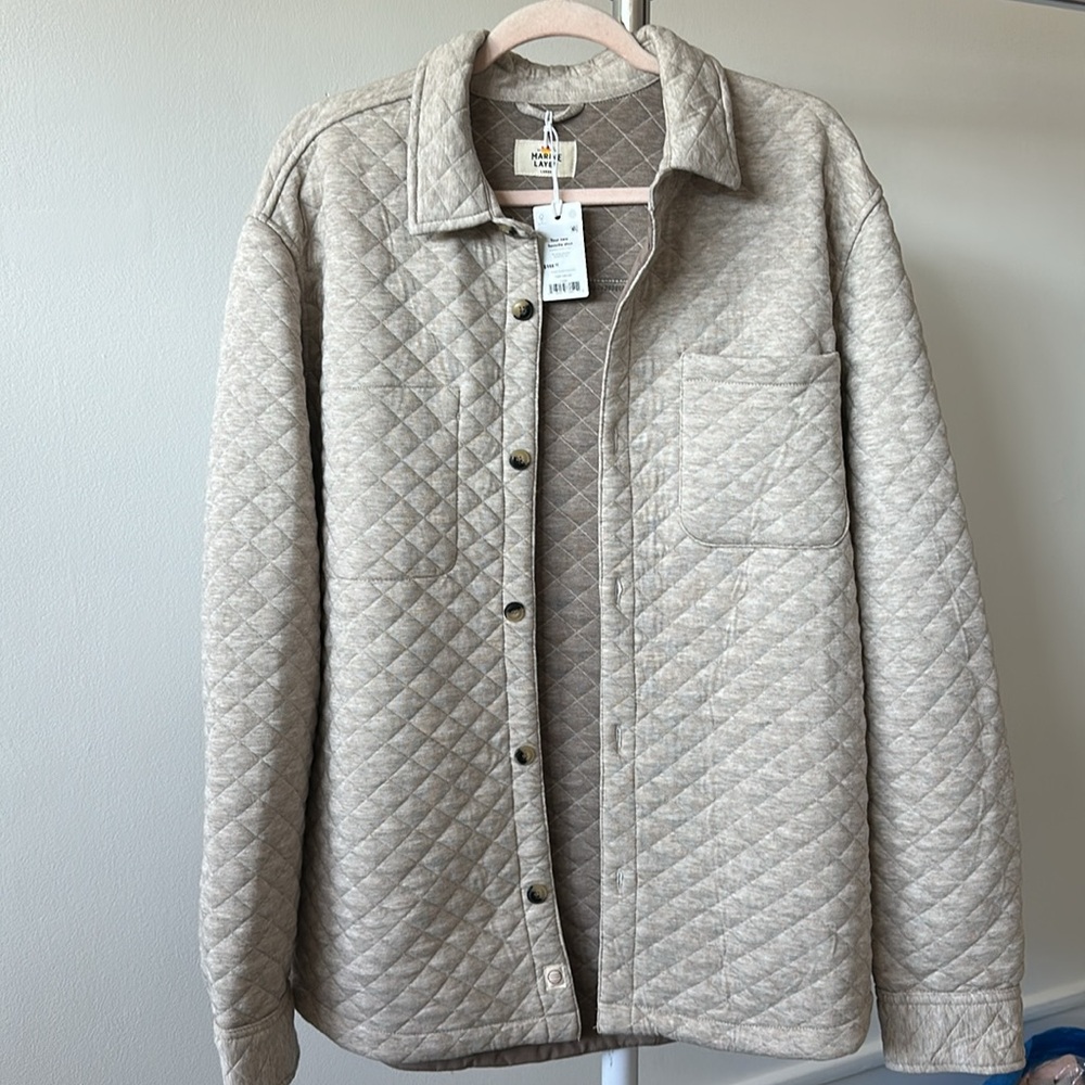 [NWT] Marine Layer Corbet Quilted Overshirt in dark oatmeal - Picture 2 of 4